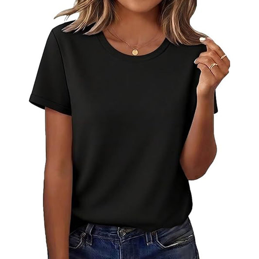 Women Casual Short Sleeve T-Shirt Crewneck