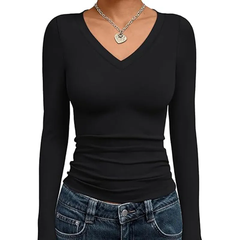Long Sleeve Shirts for Women Tops Slim Fitted Tops
