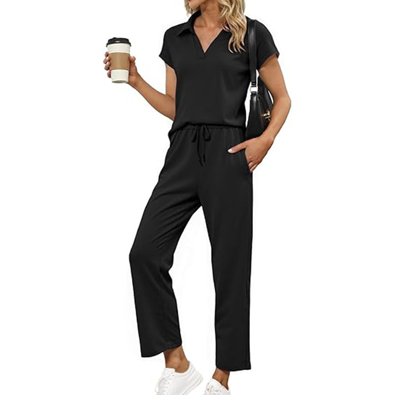 2 Piece Outfits Women Tracksuit Short Sleeve Tops And Wide Leg Long Pants