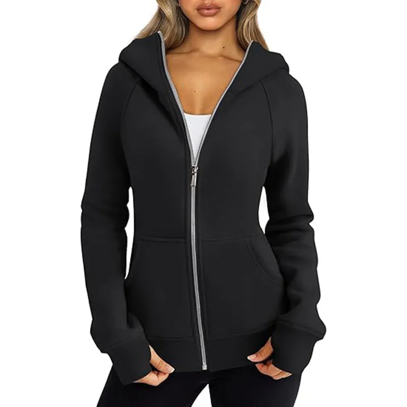 Womens Zip Up Hoodies Fleece Jackets Oversized Sweatshirts