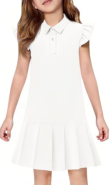 Girls' summer dress casual pleated Polo dress
