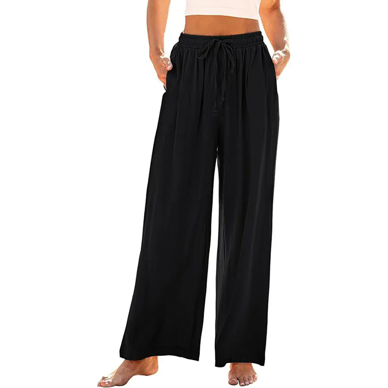 Women's Wide Leg Lounge Pants with Pockets Lightweight High Waisted