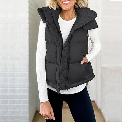 Deal Womens Quilted Puffer Vest Hooded Winter Buy 2 Get 1 Gift