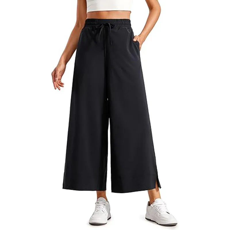 Women's Cropped Paper Bag High Waist Pants 24"with Pockets