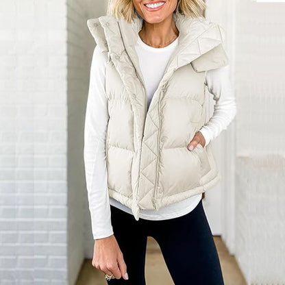 Deal Womens Quilted Puffer Vest Hooded Winter Buy 2 Get 1 Gift