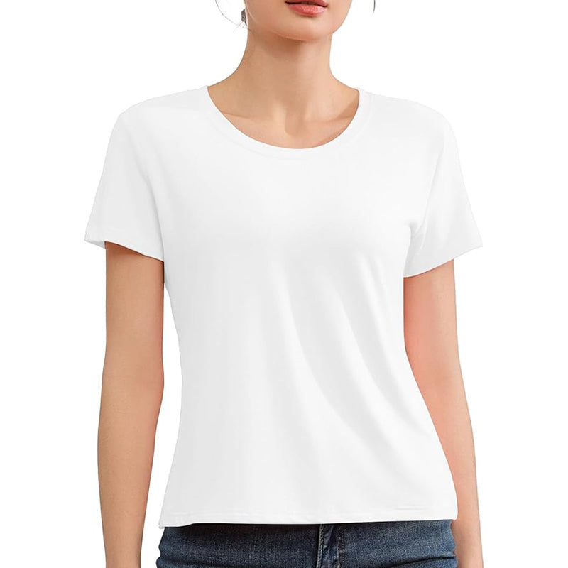 Women's Crew Neck Ribbed Fitted Shirt Basic Short Sleeves