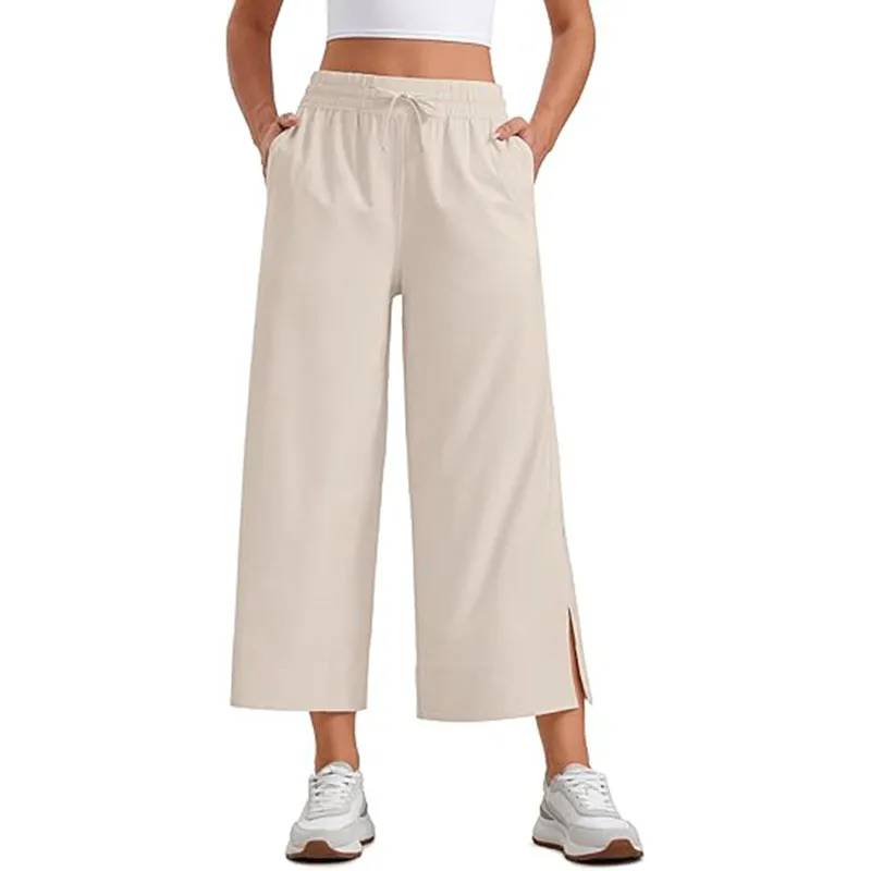 Women's Cropped Paper Bag High Waist Pants 24"with Pockets