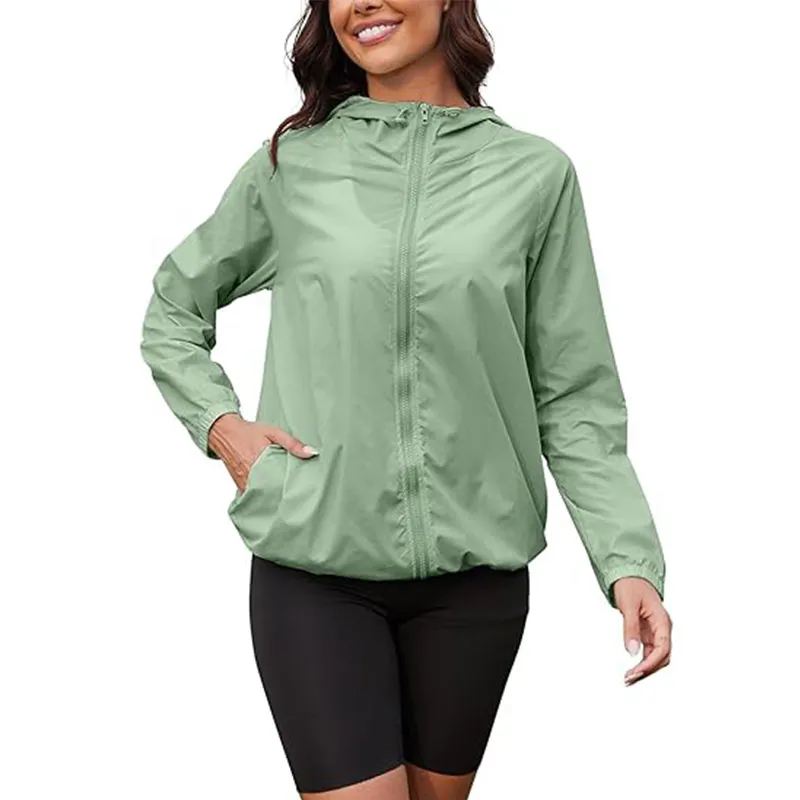Women Full Zip Up Long Sleeve Sweatshirts Drawstring Jackets
