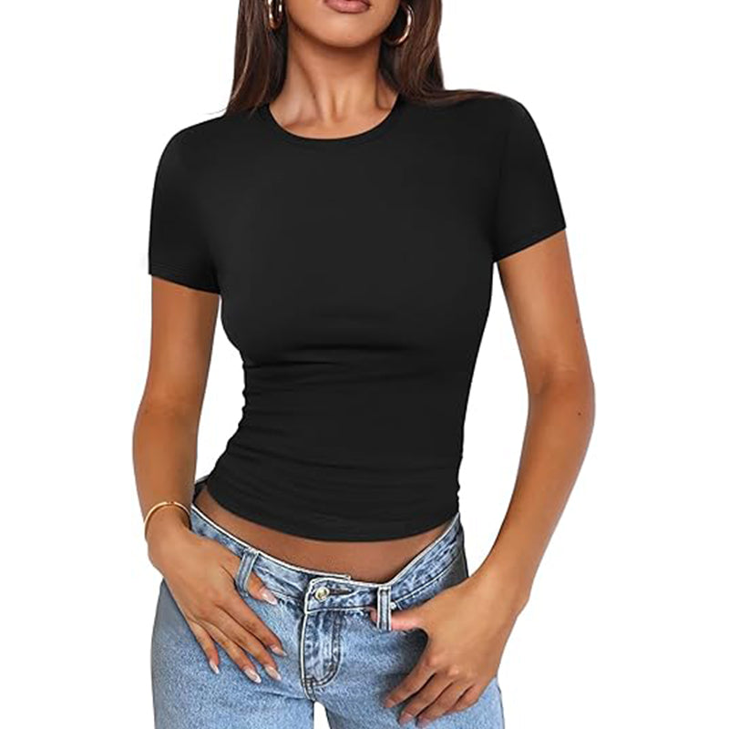 Women Summer Scoop Neck Short Sleeve T-Shirt