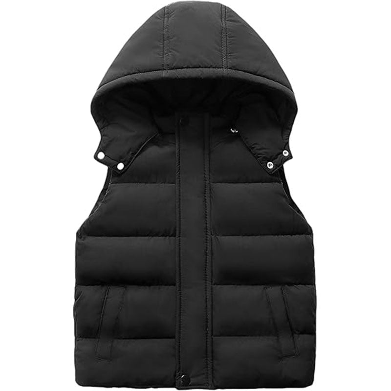 6 Color Womens Quilted Puffer Vest Hooded Winter Casual Stand Collar Gilet