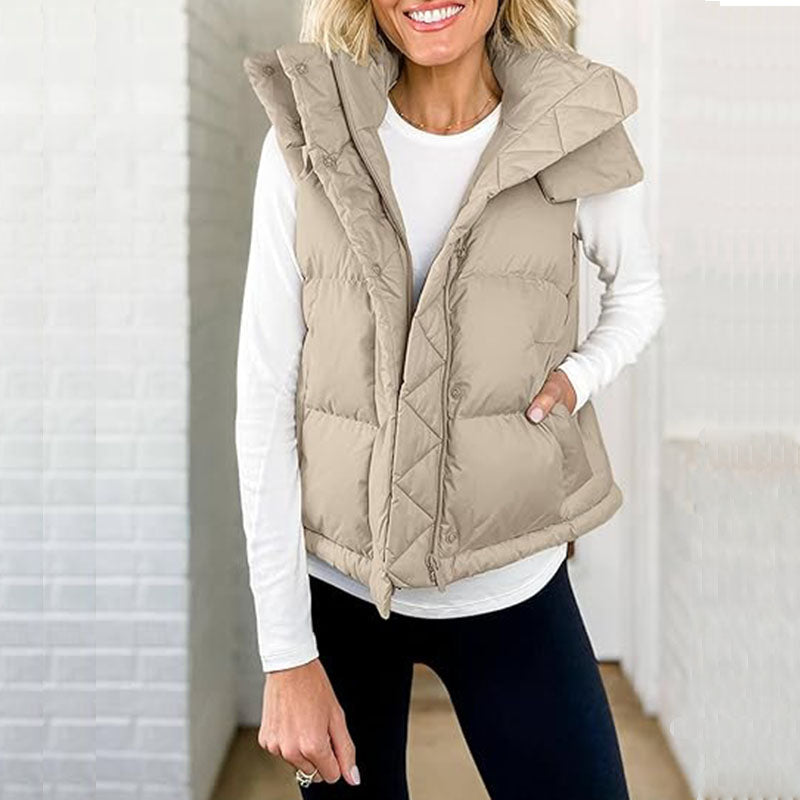 Deal Womens Quilted Puffer Vest Hooded Winter Buy 2 Get 1 Gift