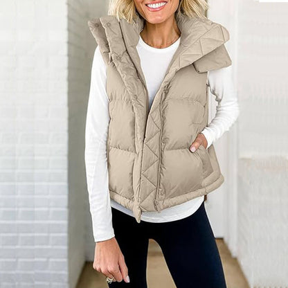 Deal Womens Quilted Puffer Vest Hooded Winter Buy 2 Get 1 Gift