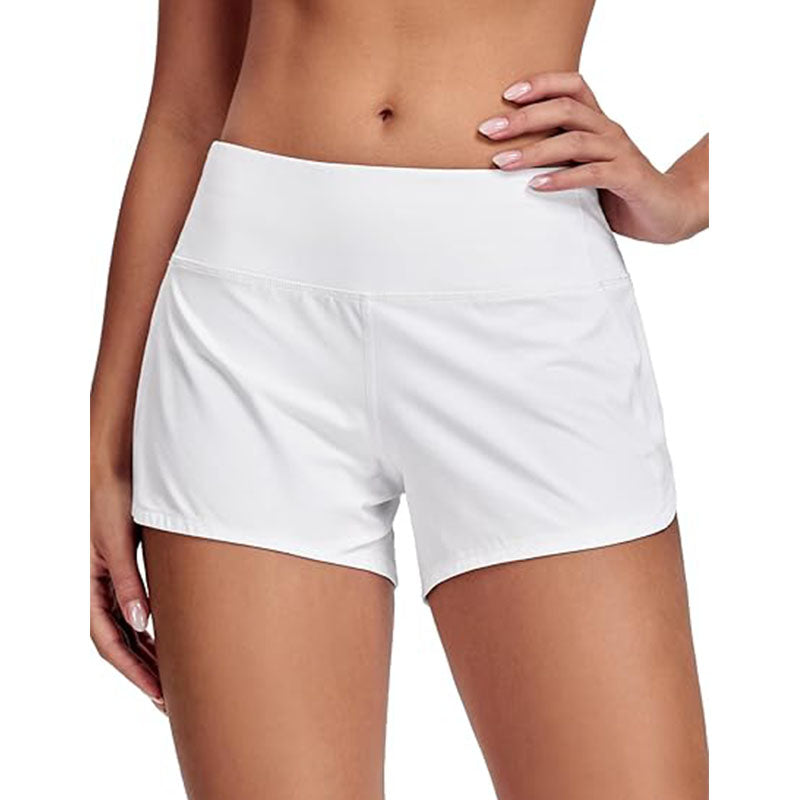 Women's sports shorts mid waist fitness running shorts with lining 2.5 inches