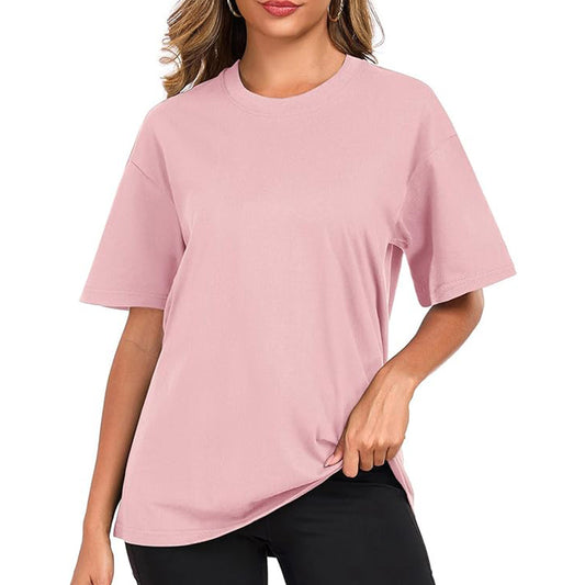 Neck T-Shirt Cotton Short Sleeve Tee for Women