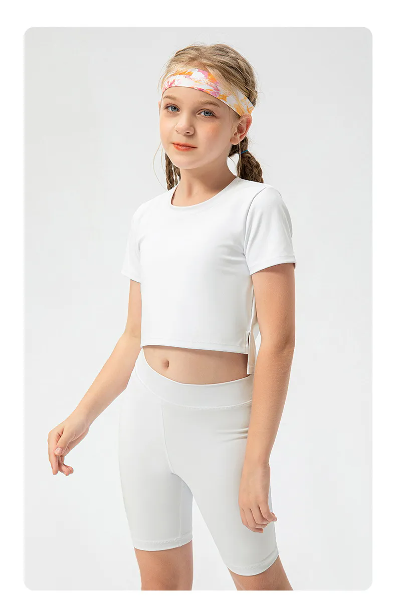 4 color 2PC Girls Kid Cute Quick Dry Breathable Stretch Shirts