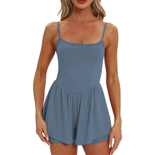 Womens Spaghetti Strap Tennis with Shorts Dress