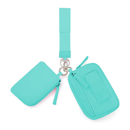 2025Keychain Wristlet Wallet Dual Pouch Wristlet Portable Small Wallet