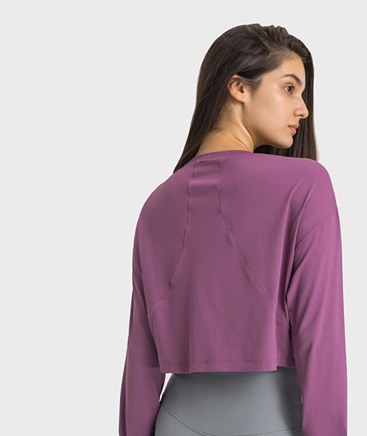 Long Sleeve Sport Tank Women Loose Ribbled Plain Fitness Breathable Tops