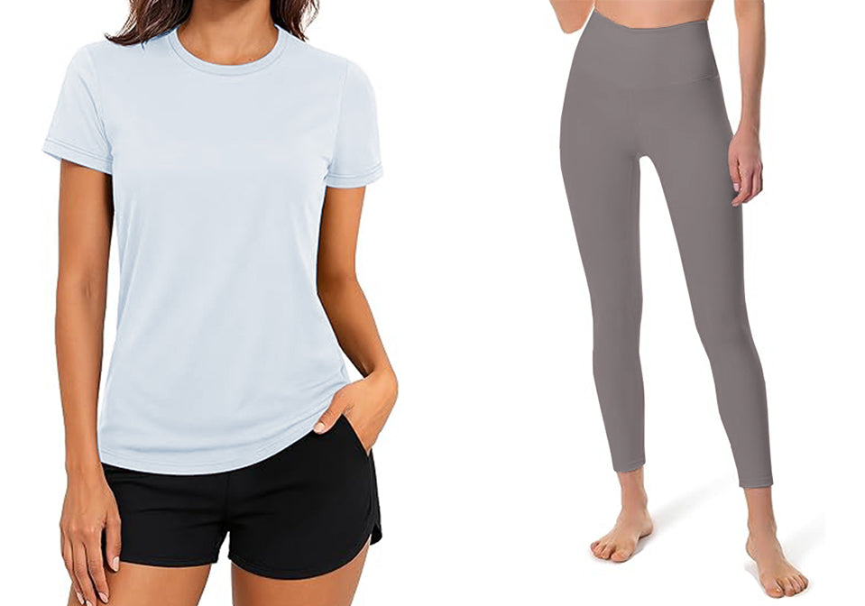 New Yoga Pants with Pocket for Women Wide Leg Pants and Short sleeve