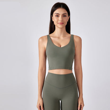 Women Padded Gym Yoga Sport Top Longline Cross Strap Workout Exercise