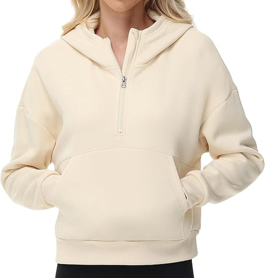 Women Half Zip Pullover Hoodies Long Sleeve