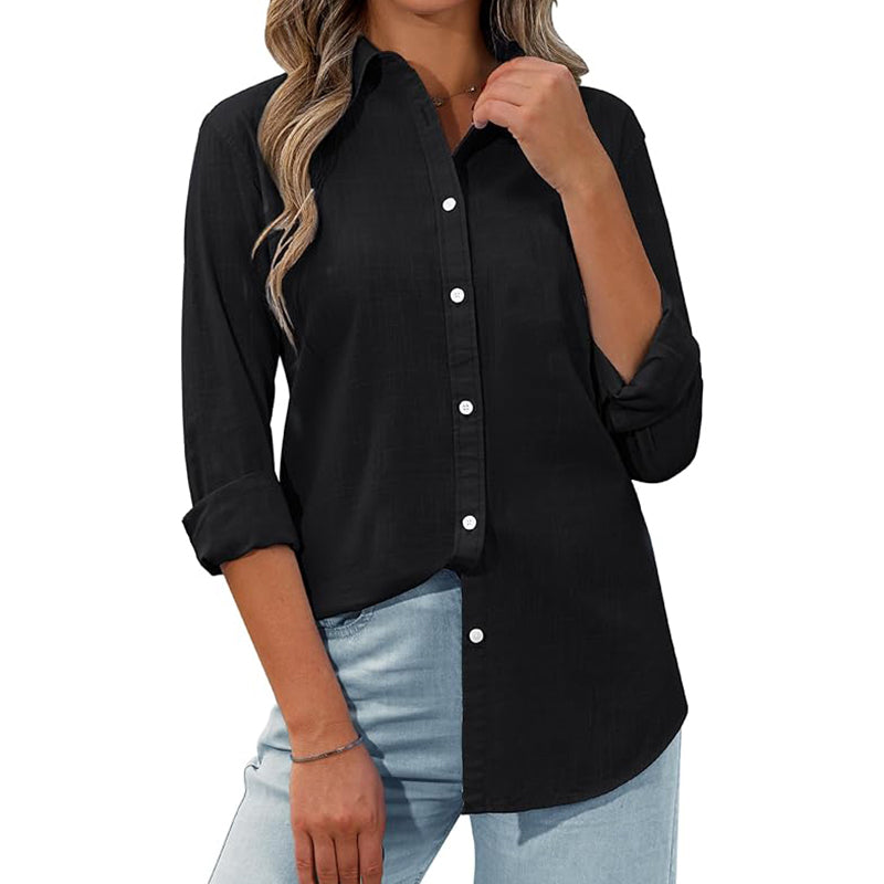 Women Long Sleeve Shirts Loose Fitted Crewneck Basic Top