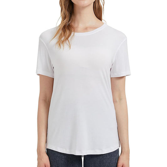 Women lightweight and soft T-shirt round neck smooth and fashionable short sleeved shirt