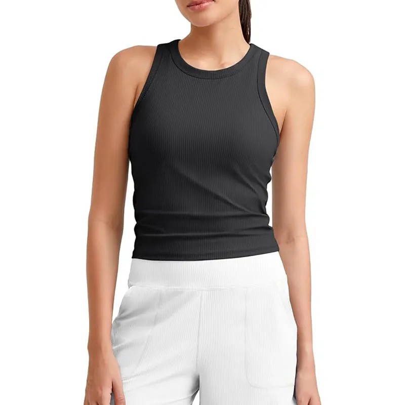 Women Tank Top with Built In Bra 4-way stretch Fabric Slim Fit Top