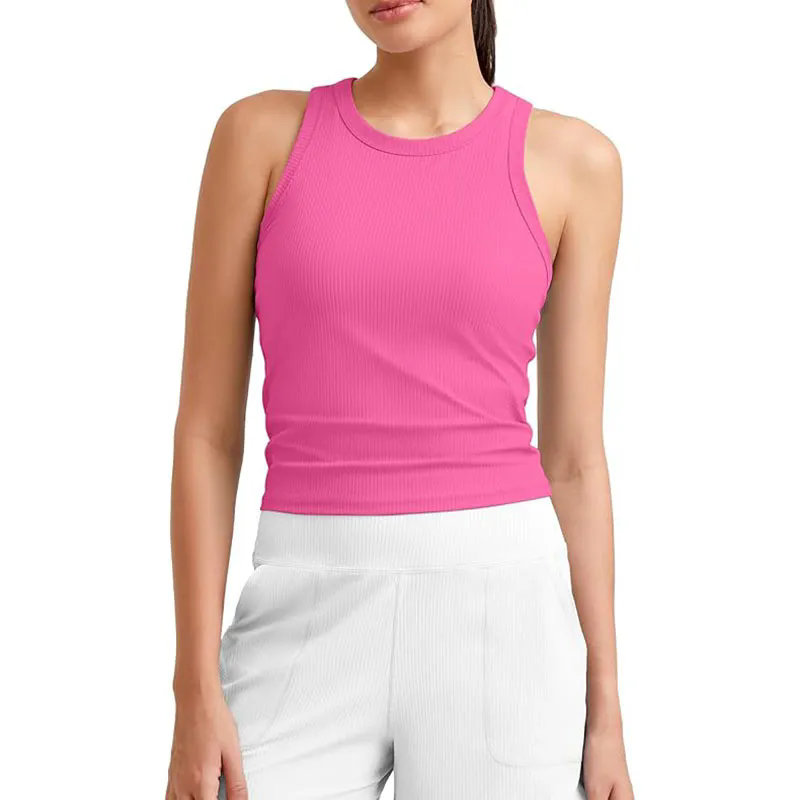 Women Tank Top with Built In Bra 4-way stretch Fabric Slim Fit Top
