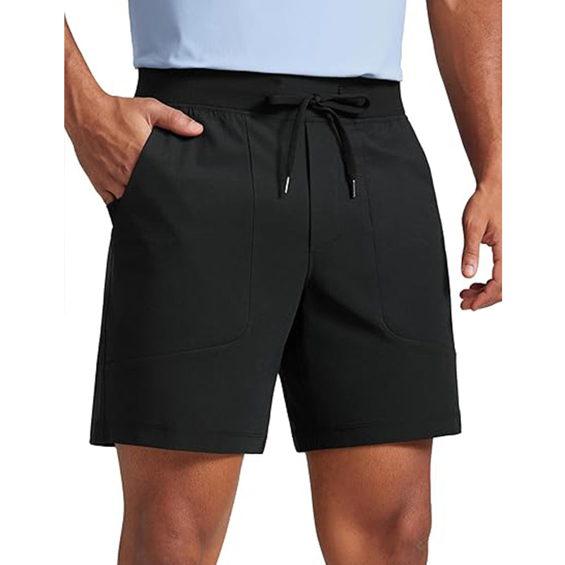 Men's comfortable golf casual shorts with elastic waist, lightweight and quick drying