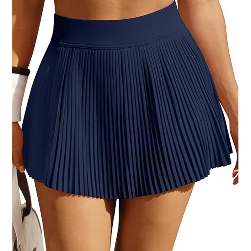 Pleated tennis skirt for women high waisted sports skirt with pockets waist cinching golf skirt