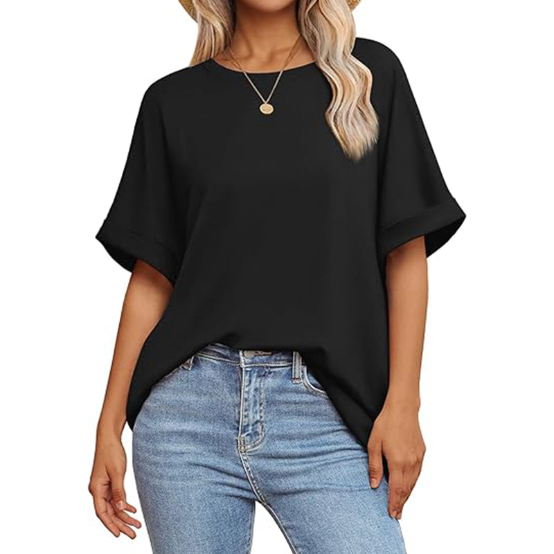 New Womens Scoop Neck Short Sleeve T Shirts
