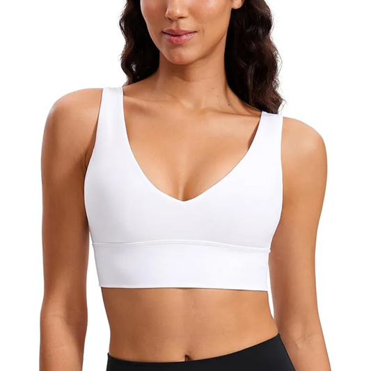 Womens Back Sports Bra Scoop Neck Padded Yoga Bra with Built in Bra