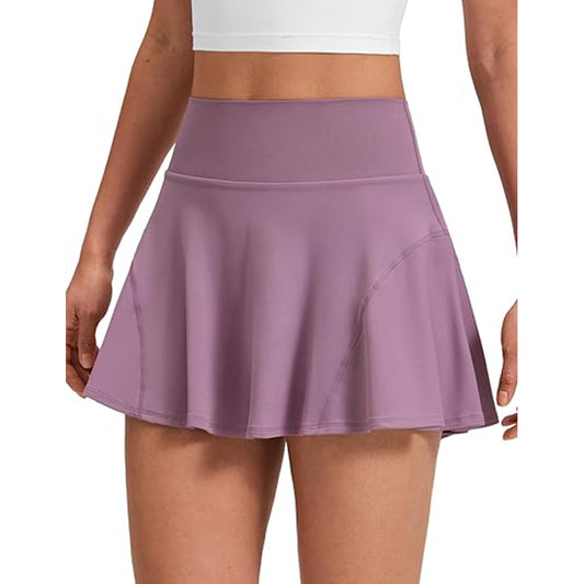 Women's soft and flowing pleated tennis skirt with inner shorts and side pockets