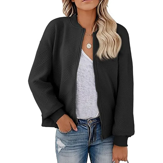 Women Oversized Zipper Up Stand Collar with Baggy Coats