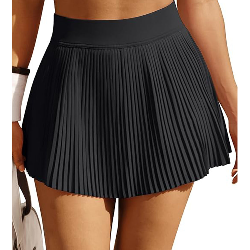 Pleated tennis skirt for women high waisted sports skirt with pockets waist cinching golf skirt