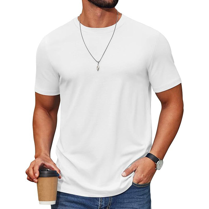 Men's cotton blend round neck short sleeved shirt