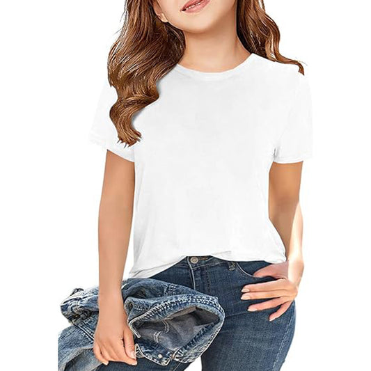 Girls' Short Sleeve Shirts Kids Crewneck T-Shirts