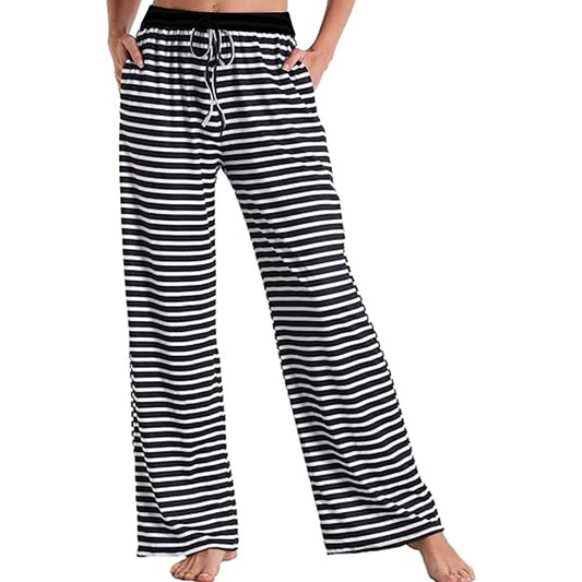 New Women Wide Leg Pants Elastic Waist Lounge Pant