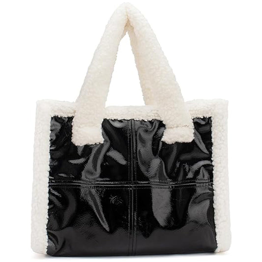 Women Soft Plush Shoulder Bag Fluffy Tote Bag Furry