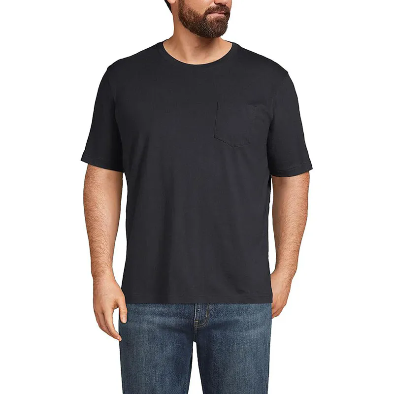 Men Pocket T-Shirt Pocket Tee Crewneck T-Shirt