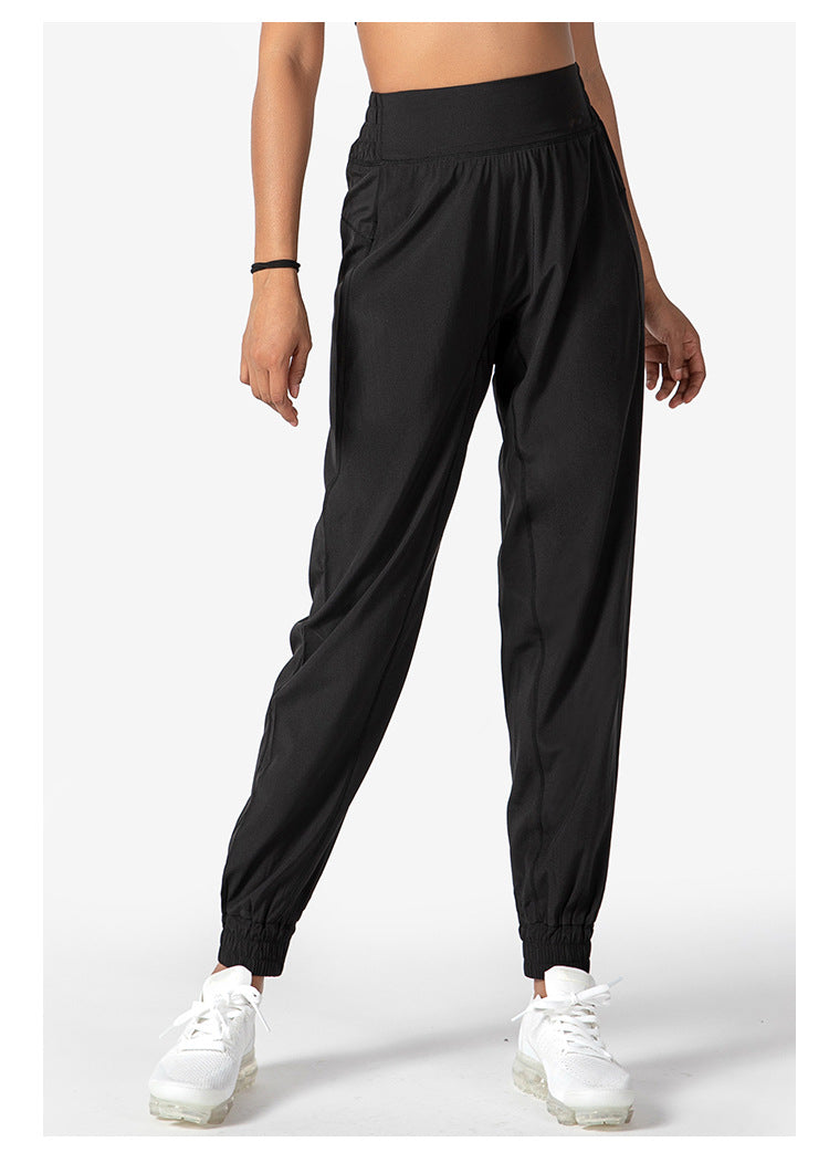 Womens High Waisted Casual Loose Carrot Flowy Yoga Pants with Pockets