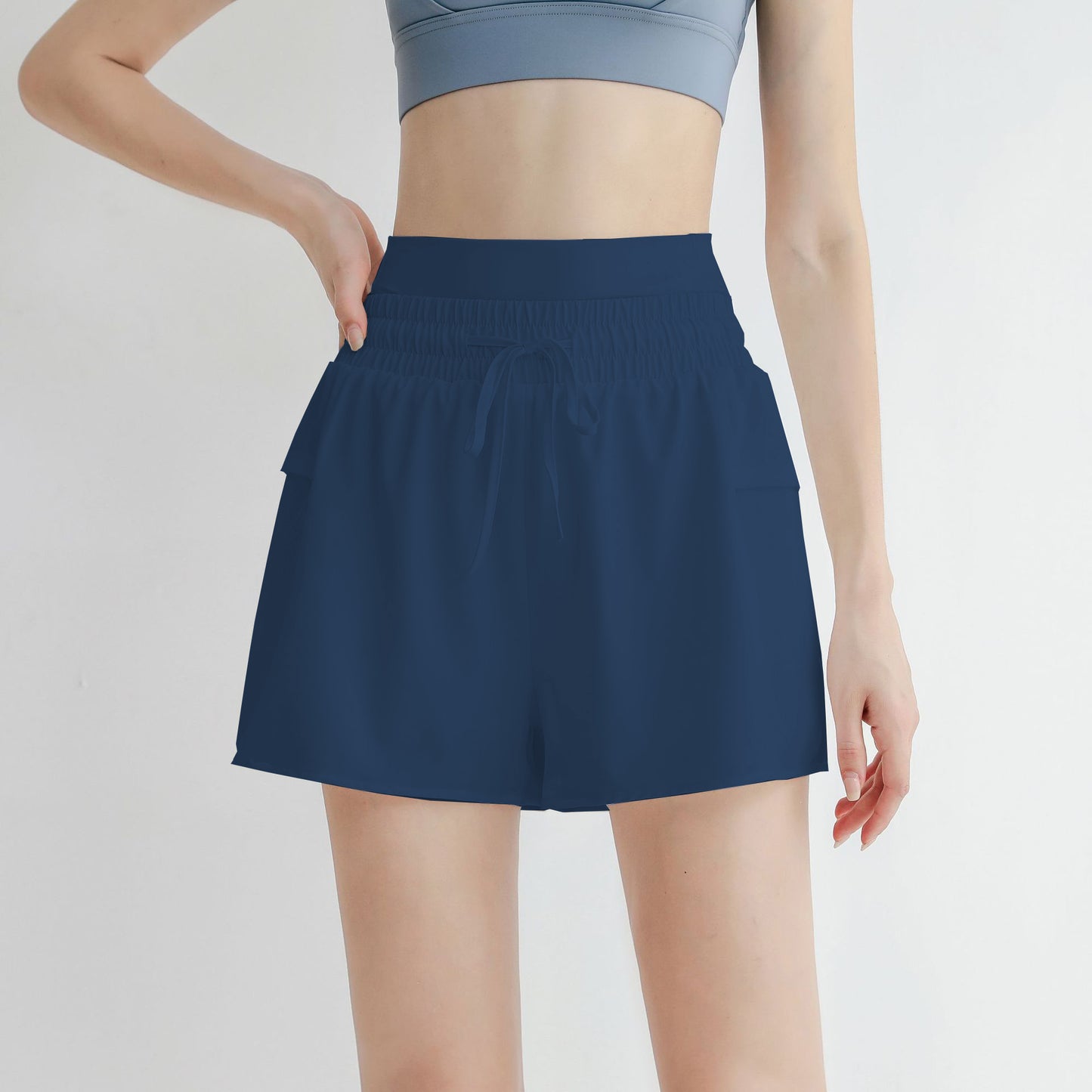 Women's High Waisted Running Sporty Gym Elastic Workout Shorts