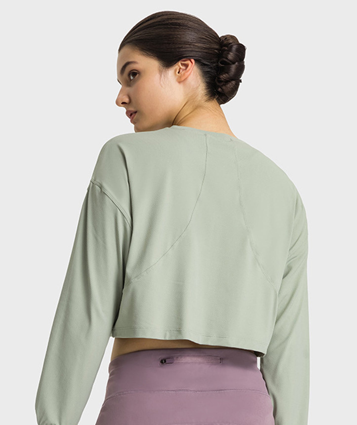 Long Sleeve Sport Tank Women Loose Ribbled Plain Fitness Breathable Tops