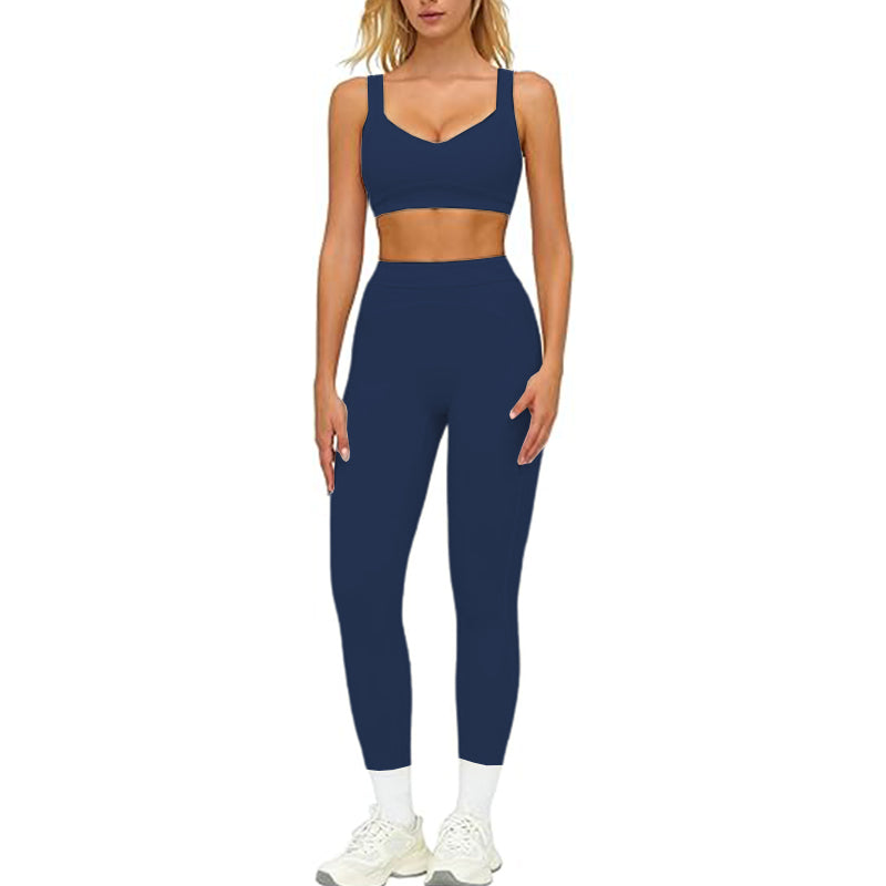 Women's 2-piece Color blocked Sports Bra High Waist and Waist Tight Yoga Pants Set