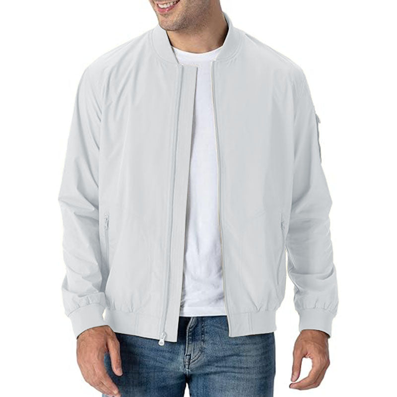 Men Lightweight Casual Spring Fall Windbreaker Zip Up Coat with Pocket