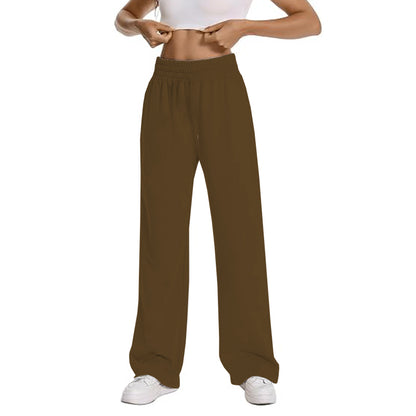 New Women Wide Leg Pants Elastic Waist Lounge Pants with Pockets