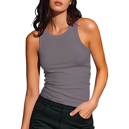 Women Sleeveless Tops Lined Backless Tank Tops Basic Fitted T Shirts