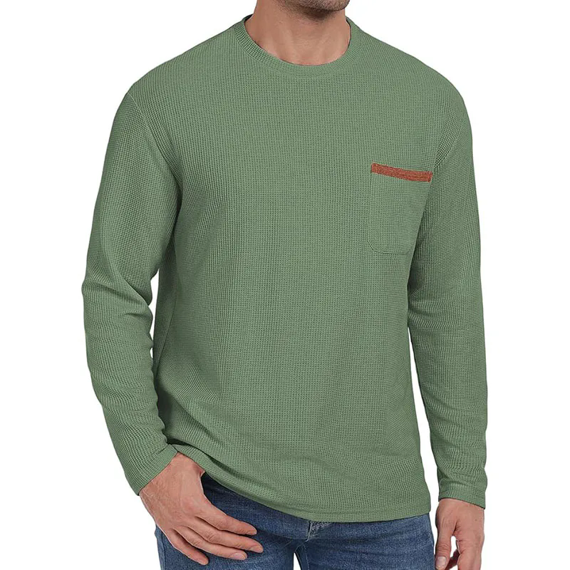 Mens Casual Crew Neck Soft Tee Shirts Summer Beach Waffle Tops