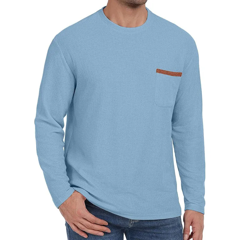 Mens Casual Crew Neck Soft Tee Shirts Summer Beach Waffle Tops